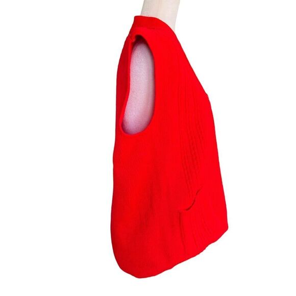 Vtg Sweater Vest Red Grandpacore College Point Made In USA Button Up Pockets L - Picture 6 of 9